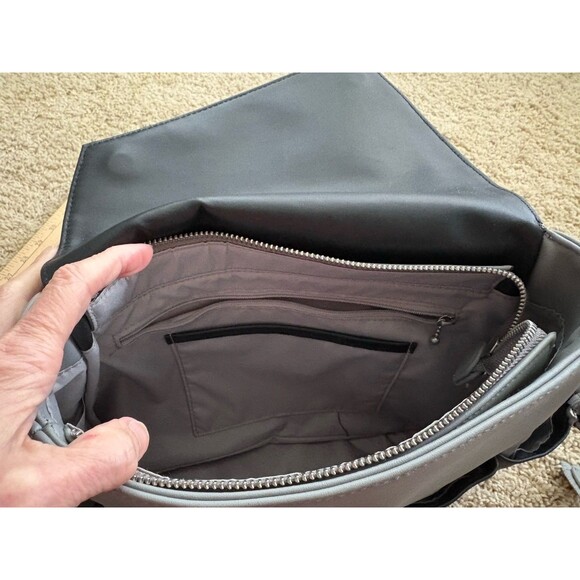 Baggallini Color Blocking Geometric Flap Crossbody Venice Collection Black Gray - Picture 9 of 14